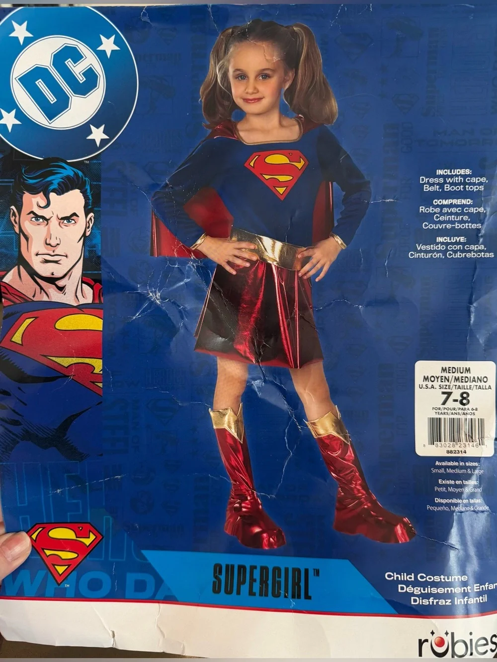 Supergirl Childs Halloween Costume Dress Medium Rubies Superhero DC Comics